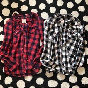 Levi’s big kids plaid shirts bundle EUC XL